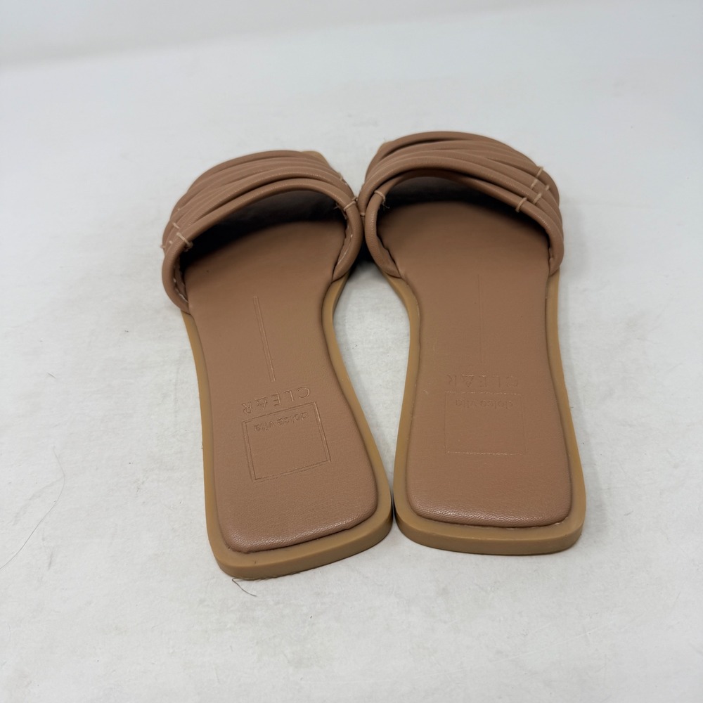 Dolce Vita Indre Slide Sandals Tan Brown Square Toe Flat Strappy Shoes Size 8 - Picture 9 of 10